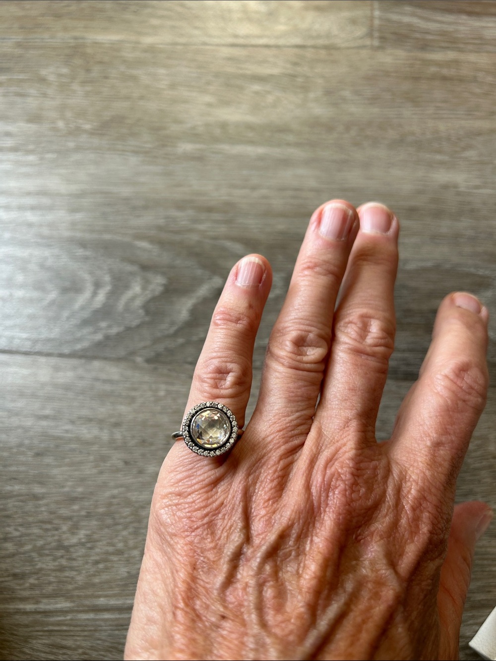Pandora Silver Ring with Clear Center Stone and Halo - Picture 4 of 4